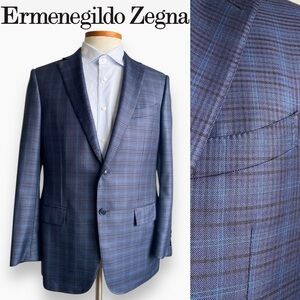 Ermenegildo Zegna Silk Wool Blue Plaid Check Blazer Sport Coat Suit Jacket 52R